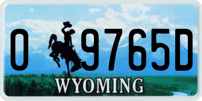 WY license plate 09765D