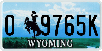 WY license plate 09765K