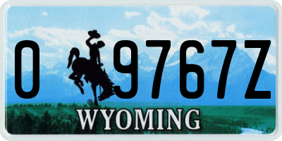 WY license plate 09767Z