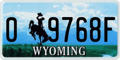 WY license plate 09768F