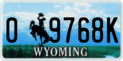 WY license plate 09768K