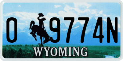 WY license plate 09774N
