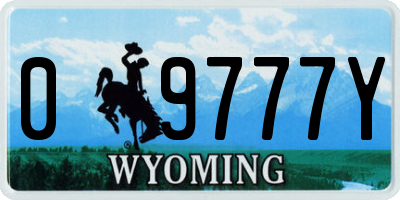 WY license plate 09777Y