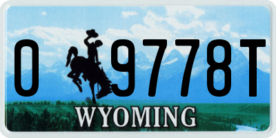 WY license plate 09778T