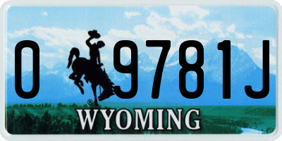 WY license plate 09781J