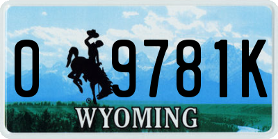 WY license plate 09781K