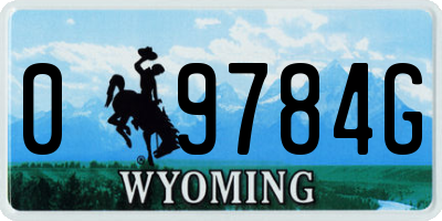 WY license plate 09784G