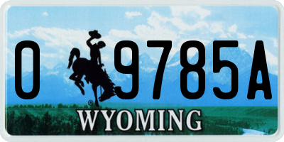 WY license plate 09785A