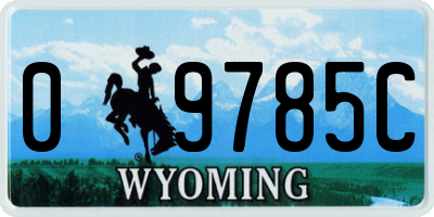 WY license plate 09785C