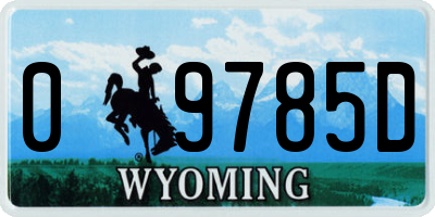 WY license plate 09785D
