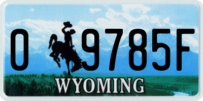 WY license plate 09785F