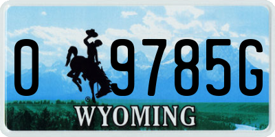 WY license plate 09785G