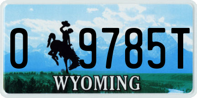 WY license plate 09785T