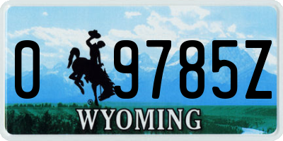 WY license plate 09785Z