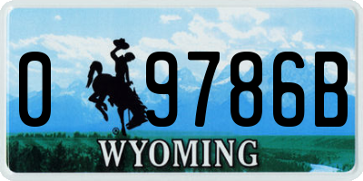 WY license plate 09786B