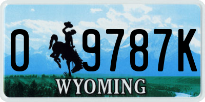 WY license plate 09787K