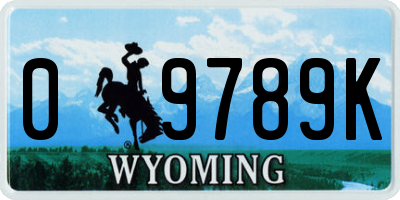 WY license plate 09789K