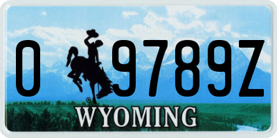 WY license plate 09789Z