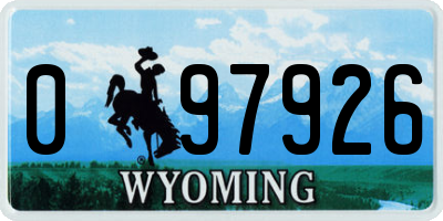 WY license plate 097926