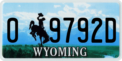 WY license plate 09792D