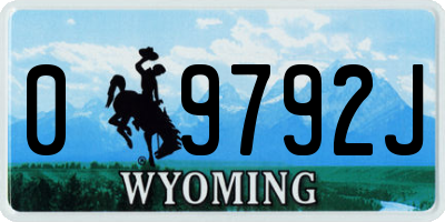 WY license plate 09792J