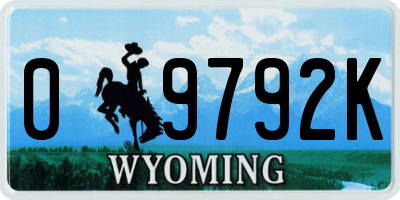 WY license plate 09792K