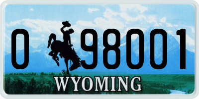 WY license plate 098001