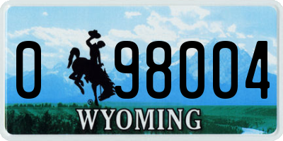 WY license plate 098004