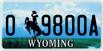 WY license plate 09800A