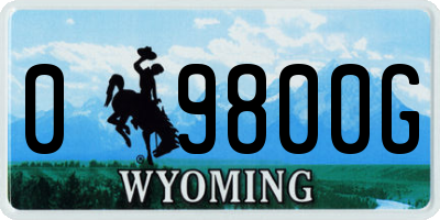 WY license plate 09800G