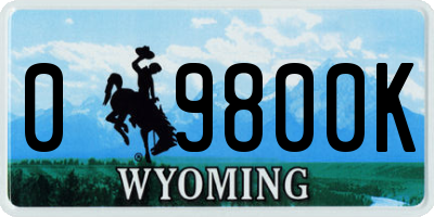 WY license plate 09800K