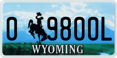 WY license plate 09800L