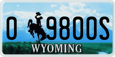 WY license plate 09800S