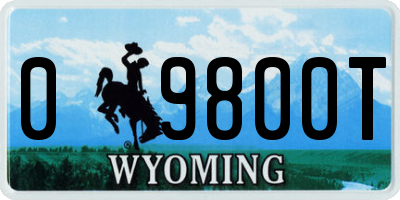 WY license plate 09800T