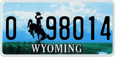 WY license plate 098014