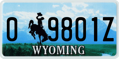 WY license plate 09801Z