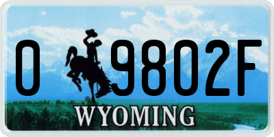 WY license plate 09802F