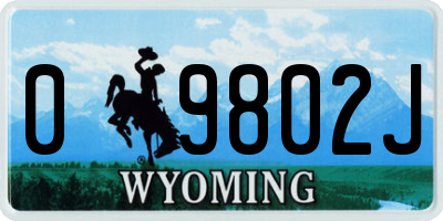 WY license plate 09802J