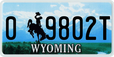 WY license plate 09802T