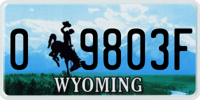 WY license plate 09803F