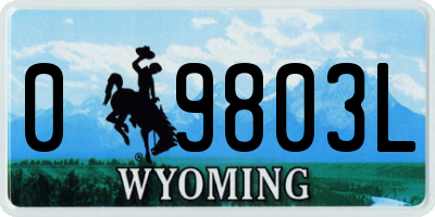 WY license plate 09803L