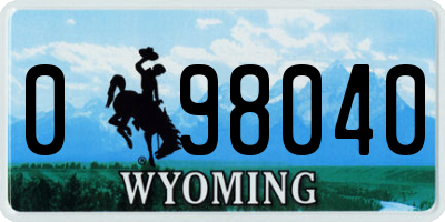 WY license plate 098040