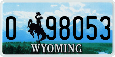 WY license plate 098053