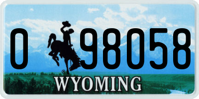 WY license plate 098058