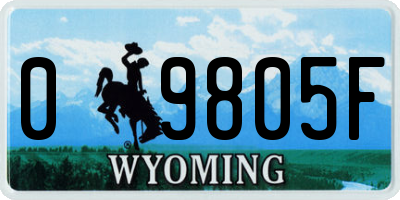 WY license plate 09805F
