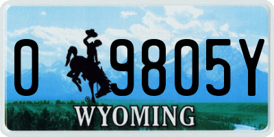 WY license plate 09805Y