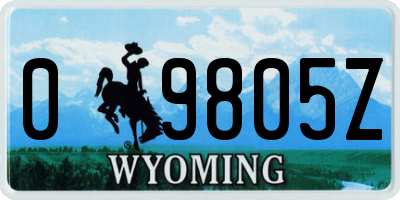 WY license plate 09805Z