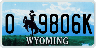 WY license plate 09806K