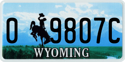 WY license plate 09807C