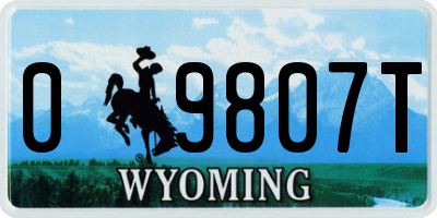 WY license plate 09807T